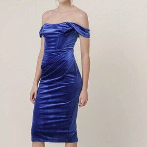 LINE & DOT Revolve Du Jour Velvet Dress Sapphire Blue Size Small NWT